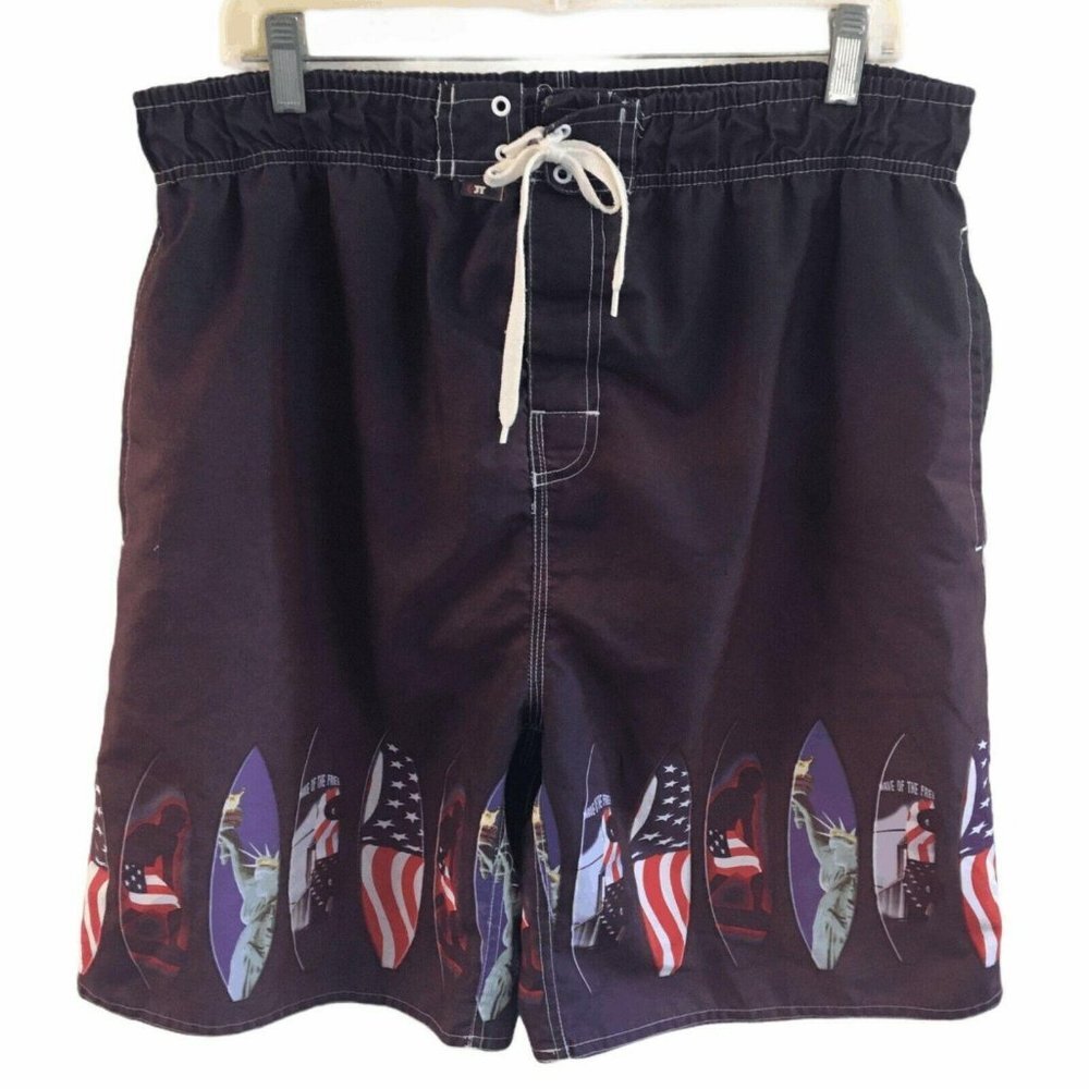 OTB One Tough‎ Brand Mens Swim Trunks Board Shorts Size Large Maroon Lined